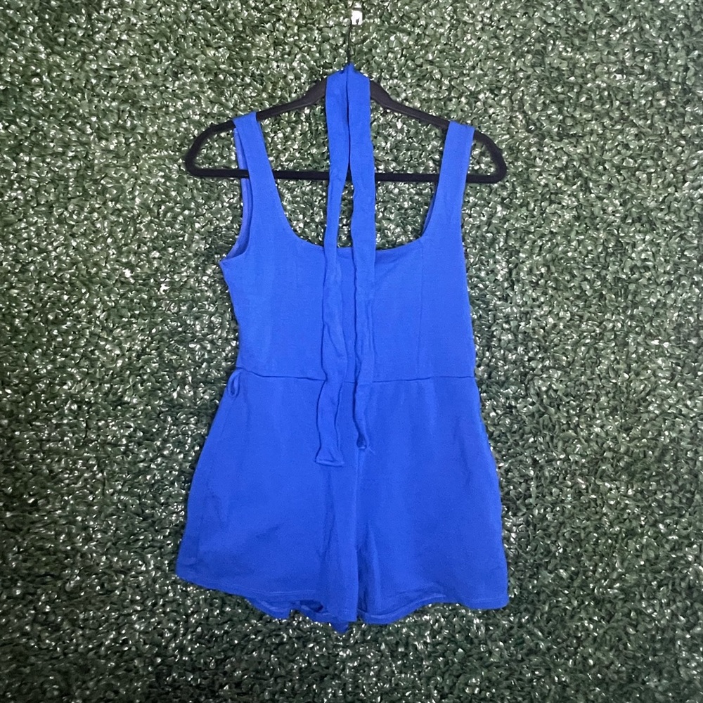 Royal blue romper with waist tie